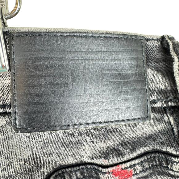 Jordan Craig Legacy Edition Side Stripe Black Acid Paint Splatter Jeans 38 x 32 - Picture 7 of 10